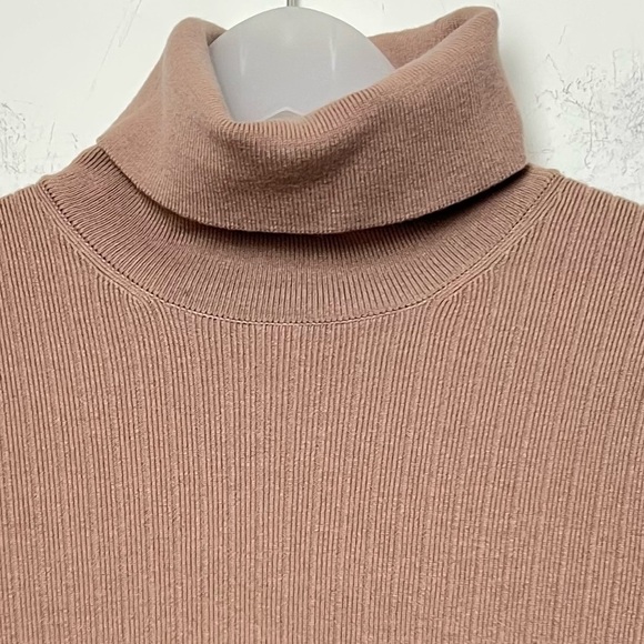 REISS Nicola Ribbed Turtleneck Wool Blend Mocha Fall Classic Contemporary Soft - Picture 4 of 10